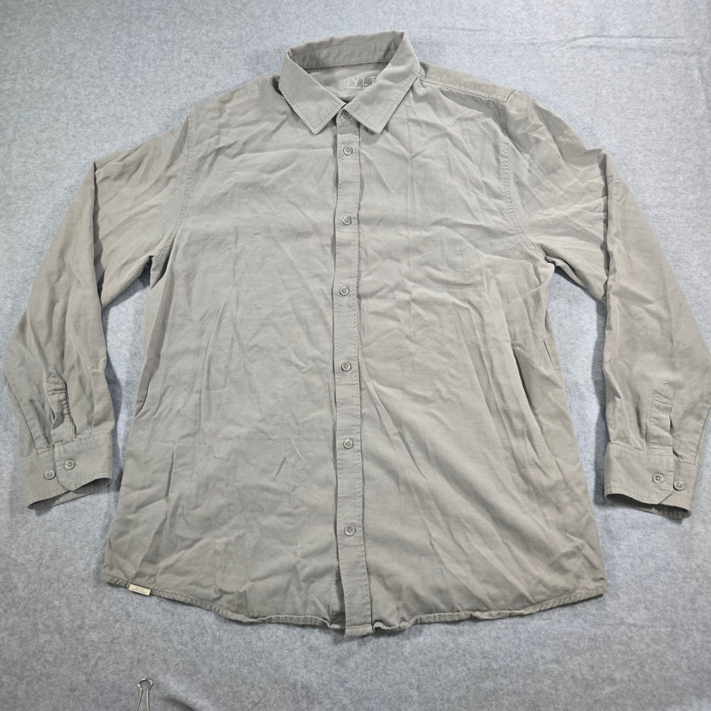 BYLT Premium Basics Mens XL Long Sleeve Button Down Shirt Gray Green Everyday